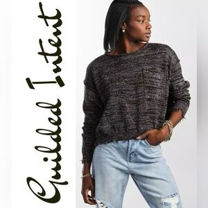 Guilded Intent🤎 Distressed • Boho • Cropped Fringe Sweater• S